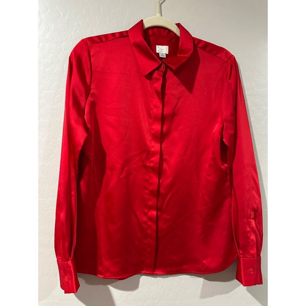 A New Day Women's Button Down Red Top Size S NWT